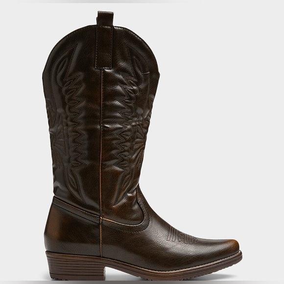 Simons Shoes - Simons Brown Western Ankle Boots Faux Leather EU 39